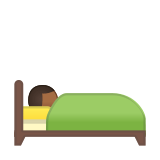 Person in Bed Emoji with Medium-Dark Skin Tone, Google style