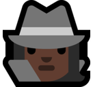 Woman Detective Emoji with Dark Skin Tone, Microsoft style