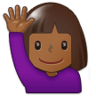 Woman Raising Hand Emoji with Medium-Dark Skin Tone, Samsung style