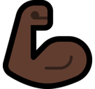 Flexed Biceps Emoji with Dark Skin Tone, Microsoft style