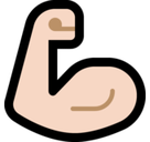 Flexed Biceps Emoji with Light Skin Tone, Microsoft style