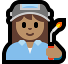 Woman Factory Worker Emoji with Medium Skin Tone, Microsoft style