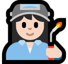 Woman Factory Worker Emoji with Light Skin Tone, Microsoft style