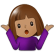 Woman Shrugging Emoji with Medium Skin Tone, Samsung style