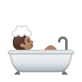 Person Taking Bath Emoji with Medium Skin Tone, Google style