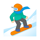 Snowboarder Emoji with Light Skin Tone, Google style