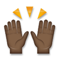 Raising Hands Emoji with Dark Skin Tone, LG style