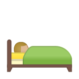 Person in Bed Emoji with Medium-Light Skin Tone, Google style