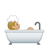 Person Taking Bath Emoji with Medium-Light Skin Tone, Google style