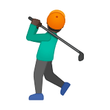 Person Golfing Emoji with Dark Skin Tone, Google style