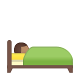Person in Bed Emoji with Medium Skin Tone, Google style
