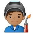 Man Factory Worker Emoji with Medium Skin Tone, Samsung style