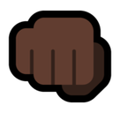Oncoming Fist Emoji with Dark Skin Tone, Microsoft style