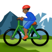 Person Mountain Biking Emoji with Medium-Dark Skin Tone, Samsung style