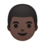 Man Emoji with Dark Skin Tone, Google style