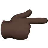 Backhand Index Pointing Right Emoji with Dark Skin Tone, Apple style