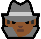 Detective Emoji with Medium-Dark Skin Tone, Microsoft style