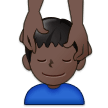 Man Getting Massage Emoji with Dark Skin Tone, Samsung style