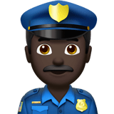 Man Police Officer Emoji with Dark Skin Tone, Apple style