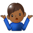 Man Shrugging Emoji with Medium-Dark Skin Tone, Samsung style