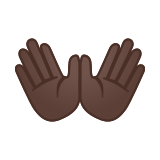 Open Hands Emoji with Dark Skin Tone, Google style