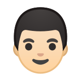 Man Emoji with Light Skin Tone, Google style