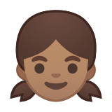 Girl Emoji with Medium Skin Tone, Google style
