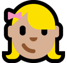 Girl Emoji with Medium-Light Skin Tone, Microsoft style