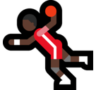 Person Playing Handball Emoji with Dark Skin Tone, Microsoft style