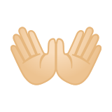 Open Hands Emoji with Light Skin Tone, Google style