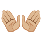 Open Hands Emoji with Medium-Light Skin Tone, Facebook style