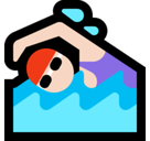 Woman Swimming Emoji with Light Skin Tone, Microsoft style