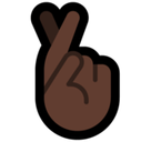 Crossed Fingers Emoji with Dark Skin Tone, Microsoft style