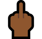 Middle Finger Emoji with Medium-Dark Skin Tone, Microsoft style