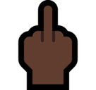 Middle Finger Emoji with Dark Skin Tone, Microsoft style