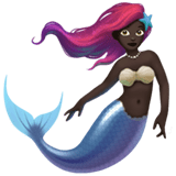 Mermaid Emoji with Dark Skin Tone, Apple style