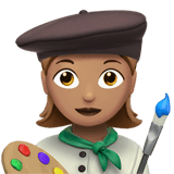 Woman Artist Emoji with Medium Skin Tone, Apple style