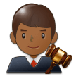 Man Judge Emoji with Medium-Dark Skin Tone, Samsung style