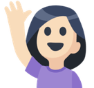 Woman Raising Hand Emoji with Light Skin Tone, Facebook style