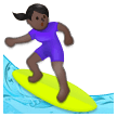Woman Surfing Emoji with Dark Skin Tone, Samsung style
