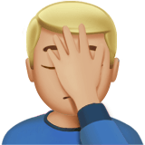 Man Facepalming Emoji with Medium-Light Skin Tone, Apple style