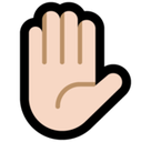 Raised Hand Emoji with Light Skin Tone, Microsoft style