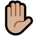 Raised Hand Emoji with Medium-Light Skin Tone, Microsoft style