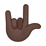 Love-You Gesture Emoji with Dark Skin Tone, Google style