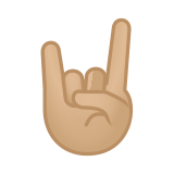 Sign of the Horns Emoji with Medium-Light Skin Tone, Google style