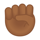 Raised Fist Emoji with Medium-Dark Skin Tone, Google style