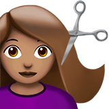 Woman Getting Haircut Emoji with Medium Skin Tone, Apple style