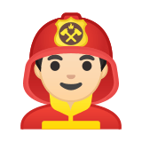 Man Firefighter Emoji with Light Skin Tone, Google style