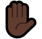 Raised Hand Emoji with Dark Skin Tone, Microsoft style