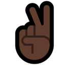 Victory Hand Emoji with Dark Skin Tone, Microsoft style